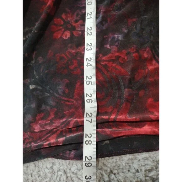 Vintage Y2K XL Red Black Whimsygoth Goth Tunic Front Tie Stretchy Long - Picture 10 of 16